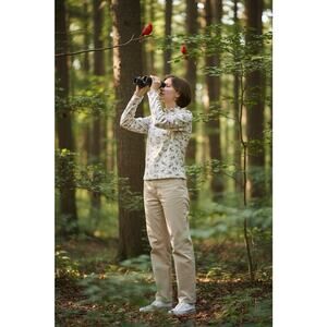 Vintage Croft & Barrow Women's XL White Cardinal Evergreen All Over Print Tunic